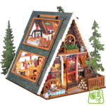 DIY A-Frame Miniature House Kit – Large Wooden Dollhouse Diorama for Adults & Teens